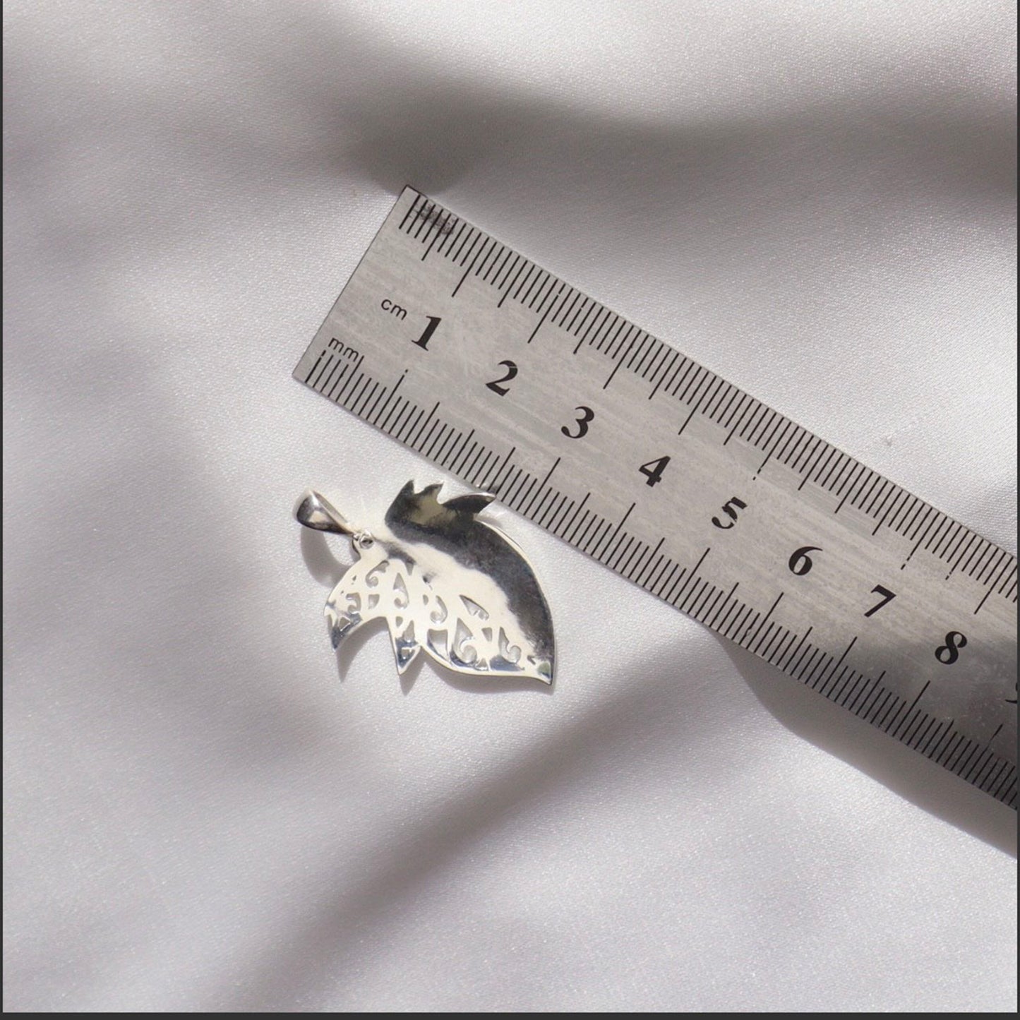 silver leaf necklace, handmade jewelry