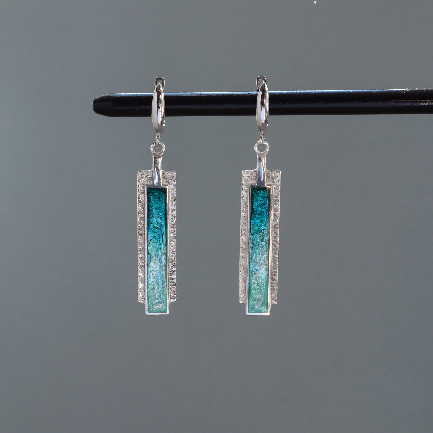 statement earrings, blue enamel earrings