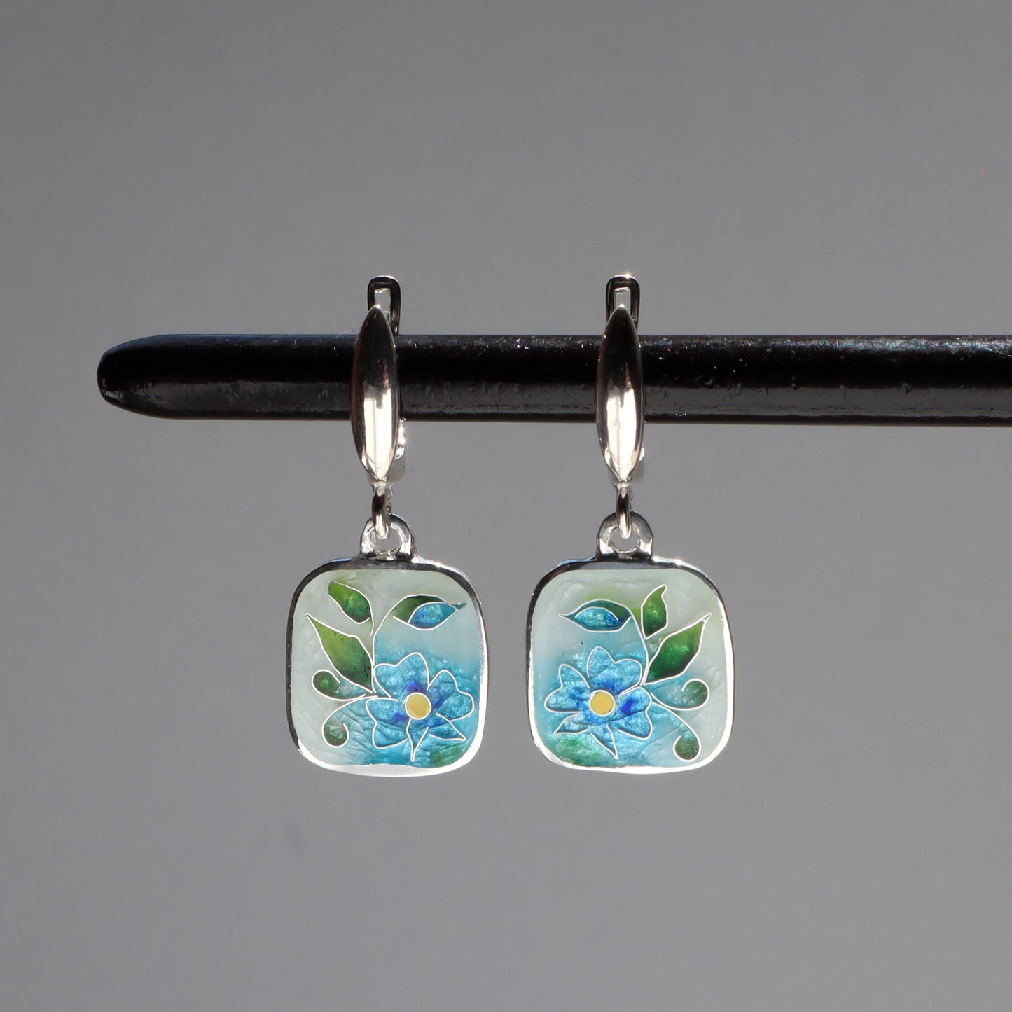 dangle enamel earrings, cloisonne earrings