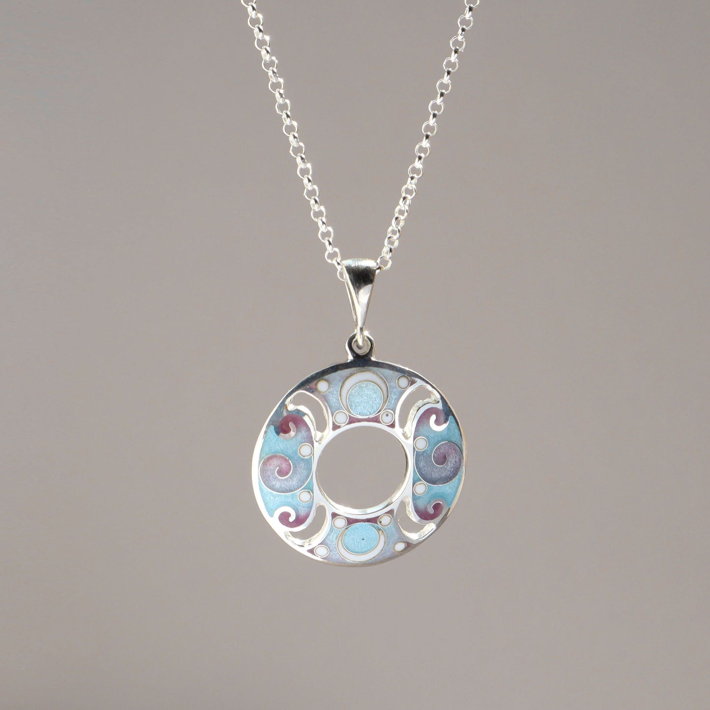 round cloisonne necklace, georgian enamel