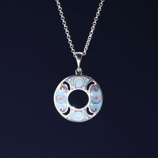 round enamel necklace, sterling silver, minankari