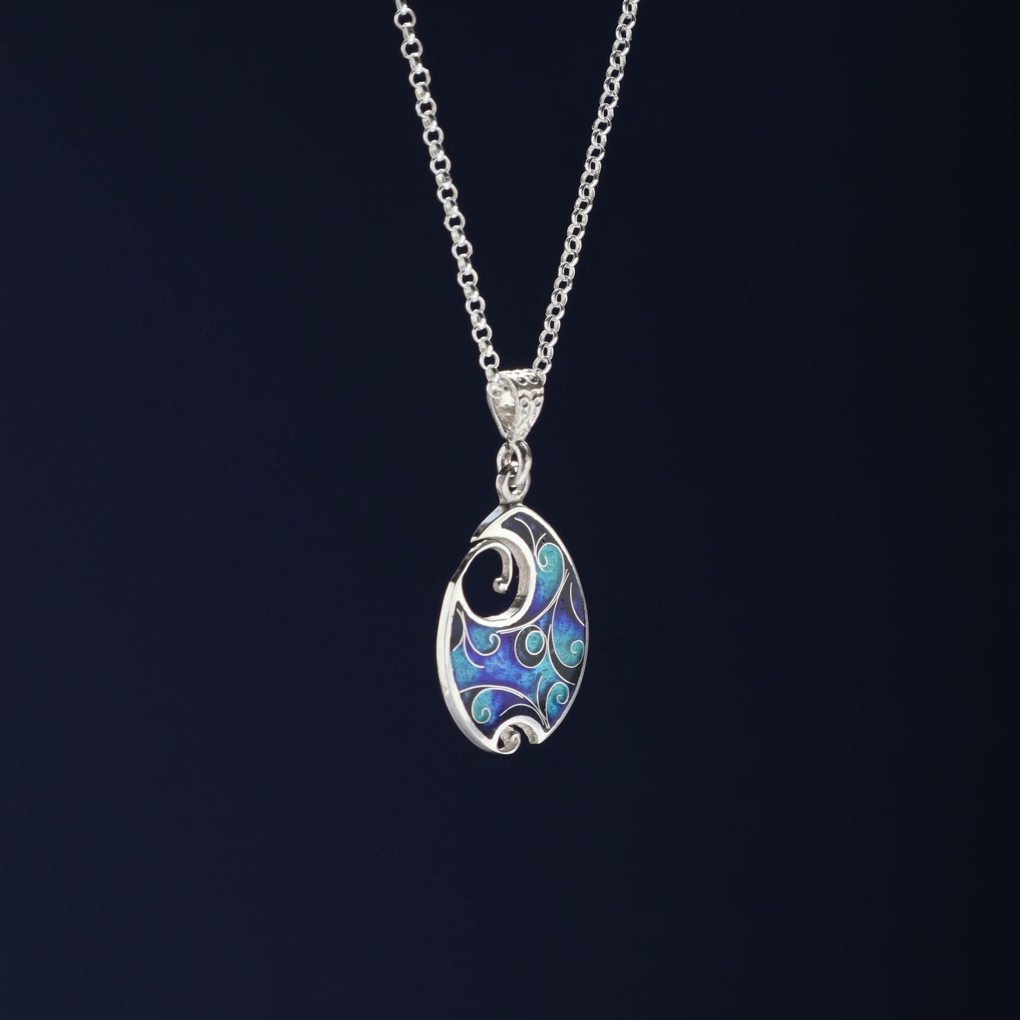925 sterling silver necklace, cloisonne necklace, georgian enamel