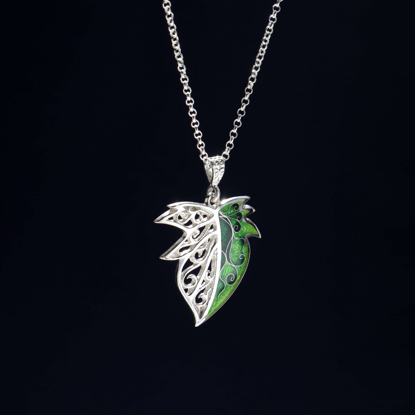 leaf pendant, sterling silver handmade jewelry