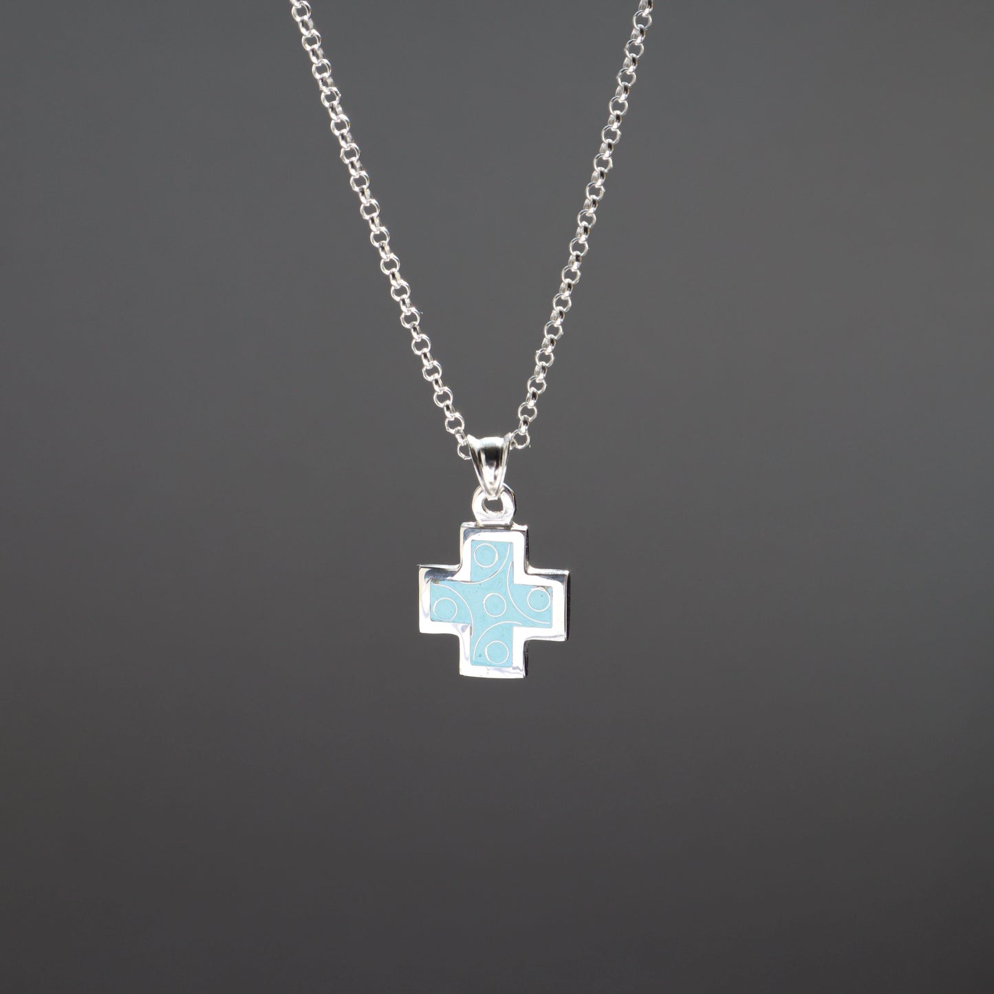 christian cross necklace, sterling silver cross necklace, cloisonne cross