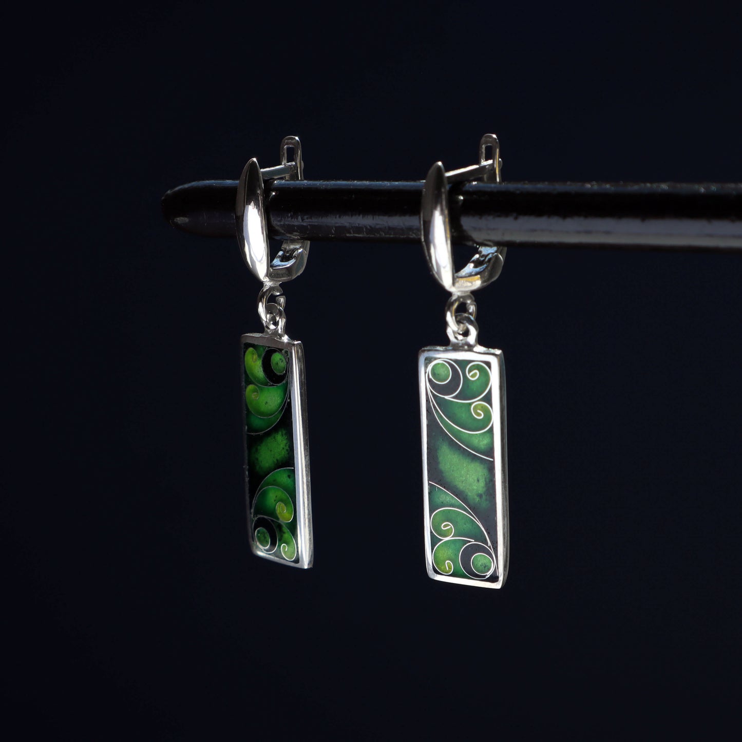 georgian cloisonne enamel earrings, minankari, hot enamel