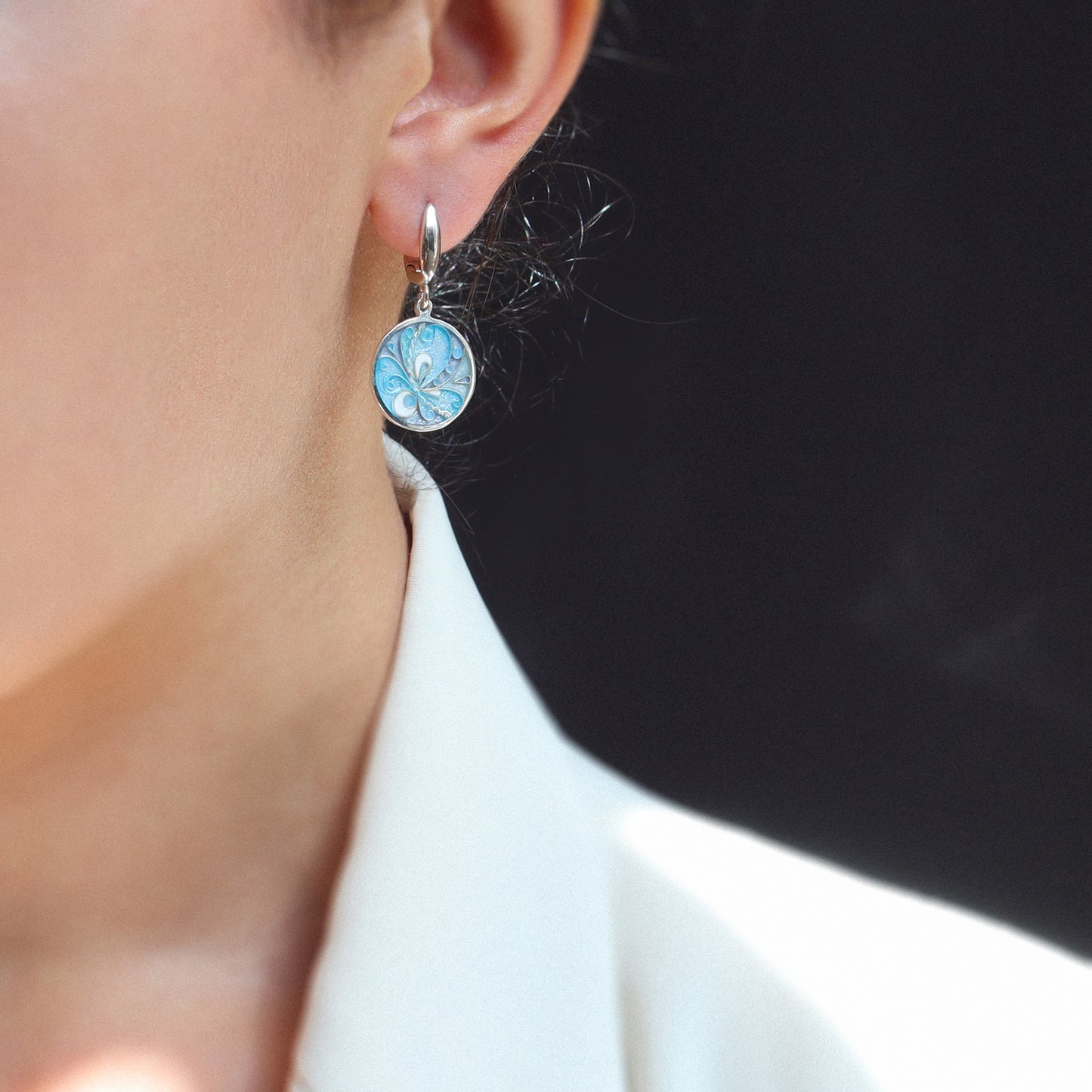 hanmade enamel earrings, georgian enamel, minanqari