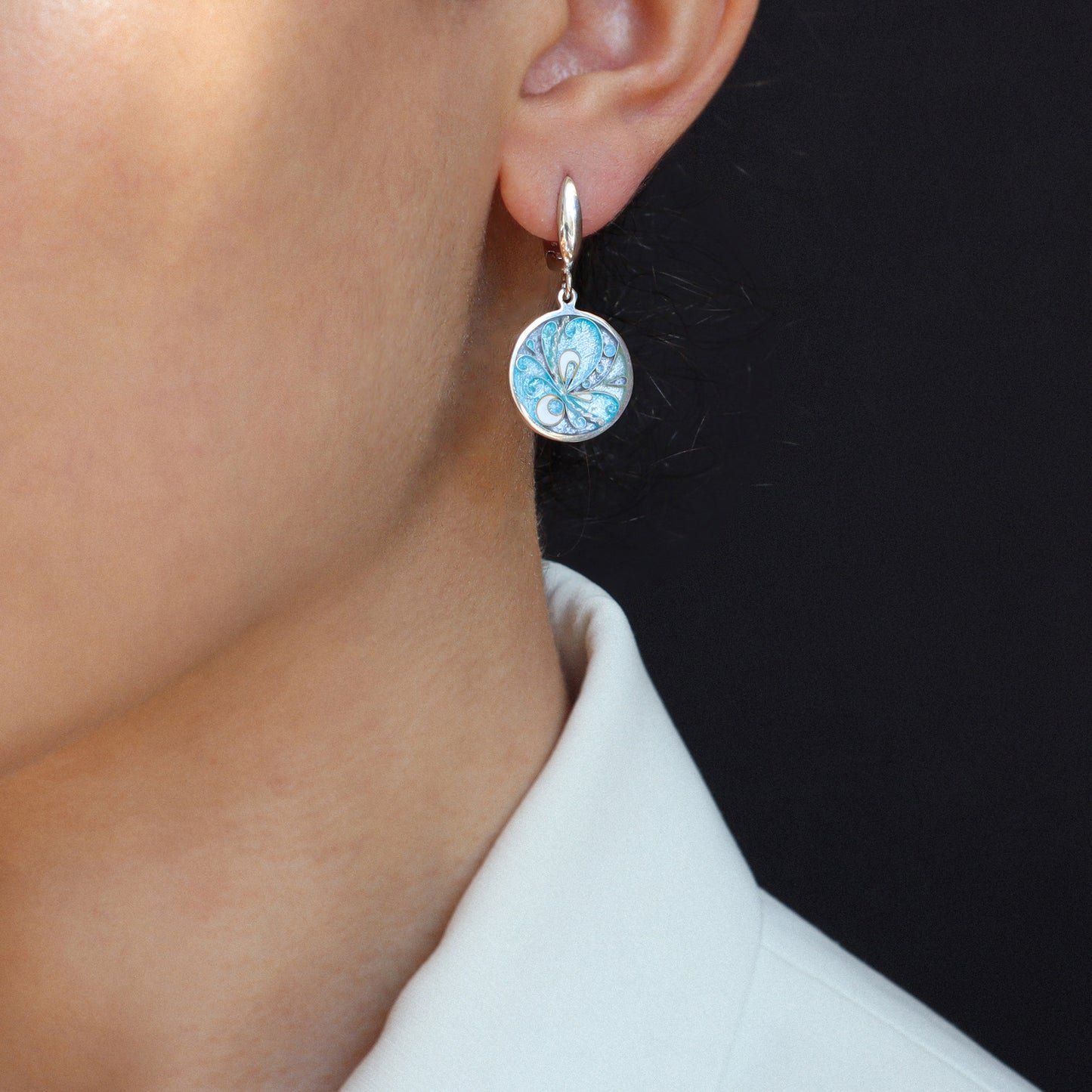 sterling silver enamel earrings, cloisonne