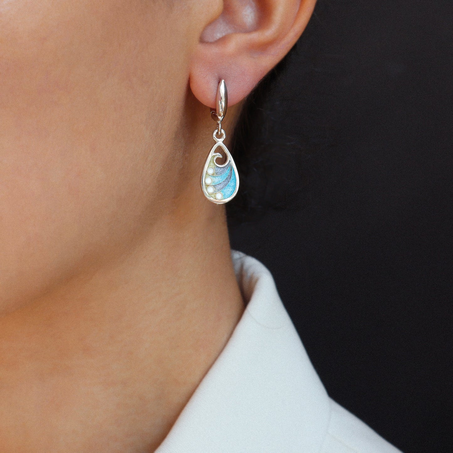 cloisonne drop earrings, minankari, tbilisi jewelry