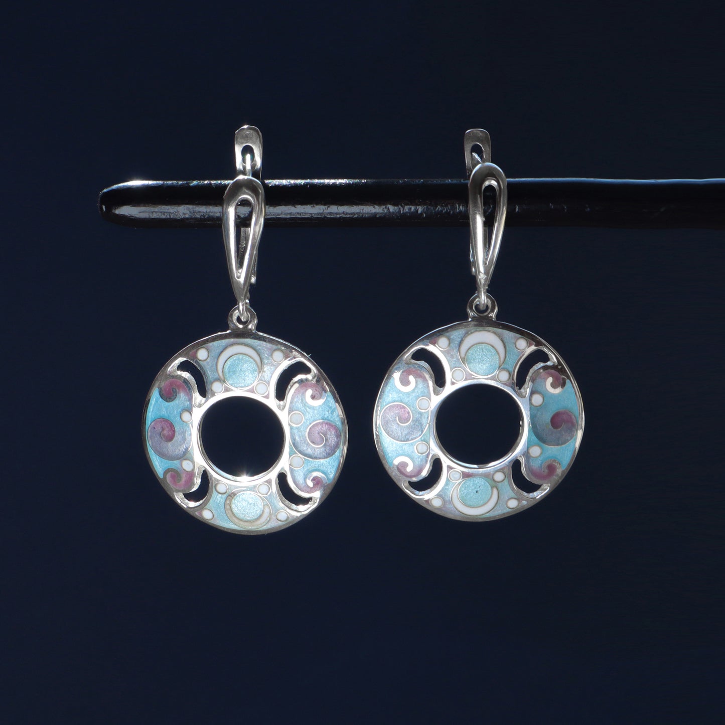 minankari earrings, georgian enamel, handmade jewelry