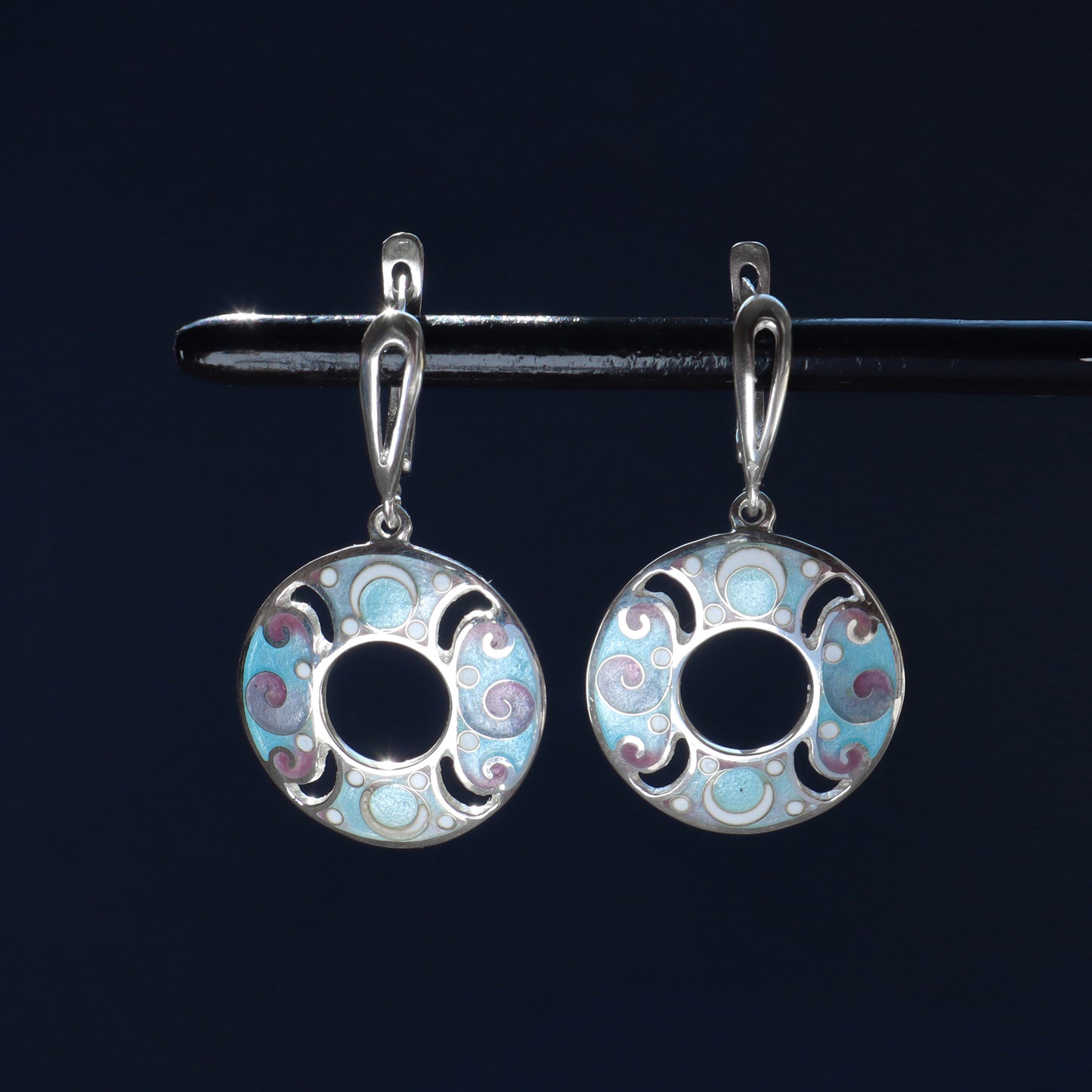 georgian enamel earrings, handmade jewelry