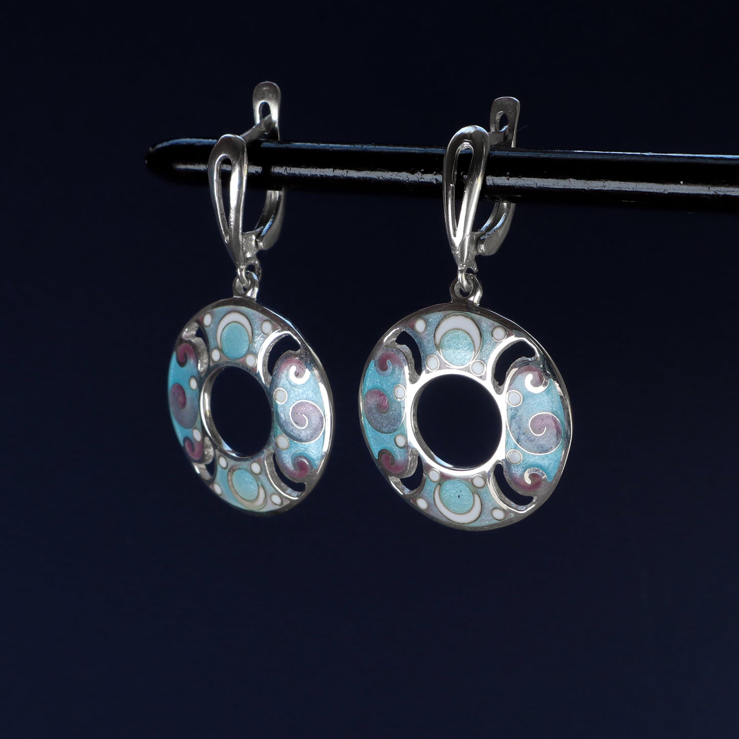 georgian cloisonne enamel earrings