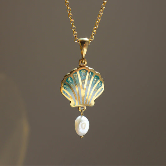georgian cloisonne enamel shell necklace