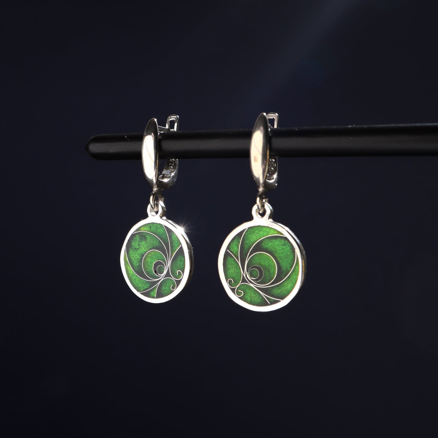 green enamel earringw, georgian enamel, tbilisi