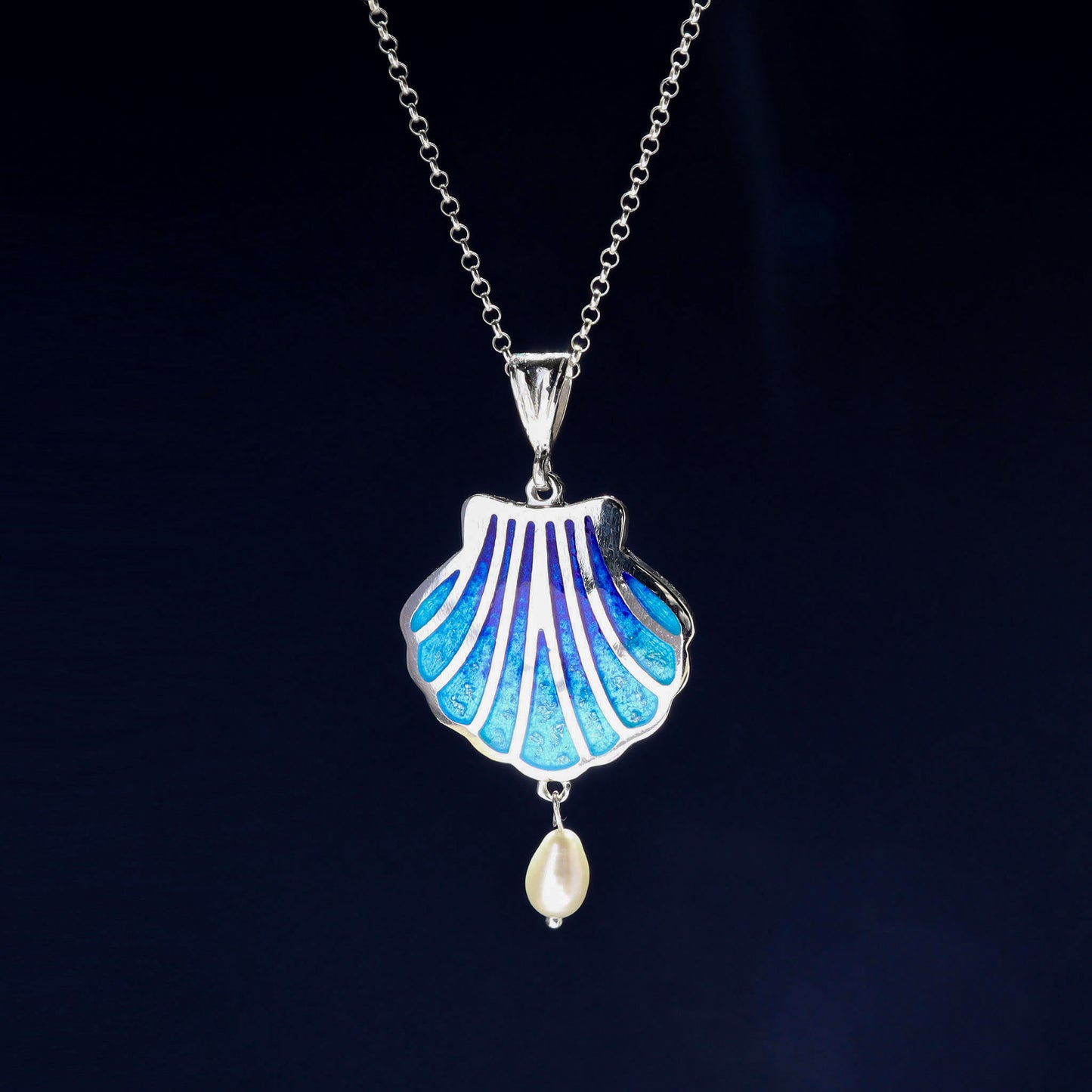 silver seashell necklace, handmade georgian jewelry