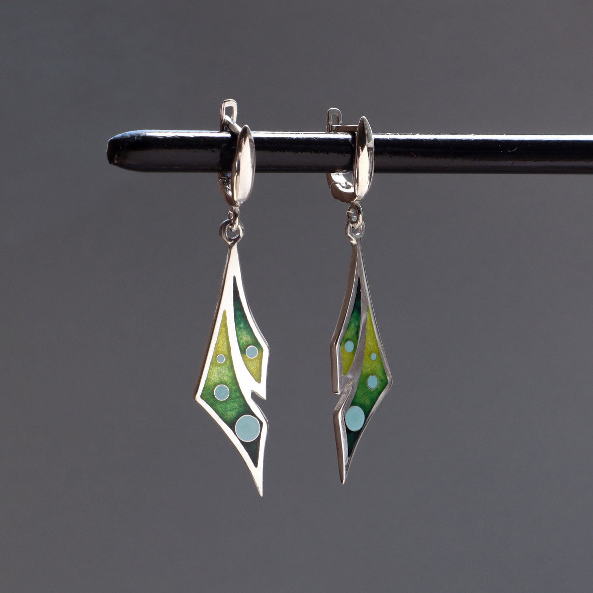 cloisonne earrings, georgian enamel, minankari