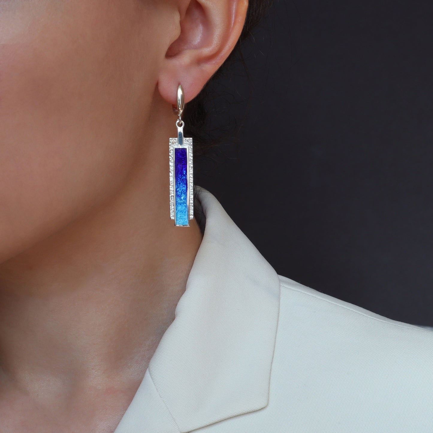 georgian enamel, handmade silver earrings, minankari