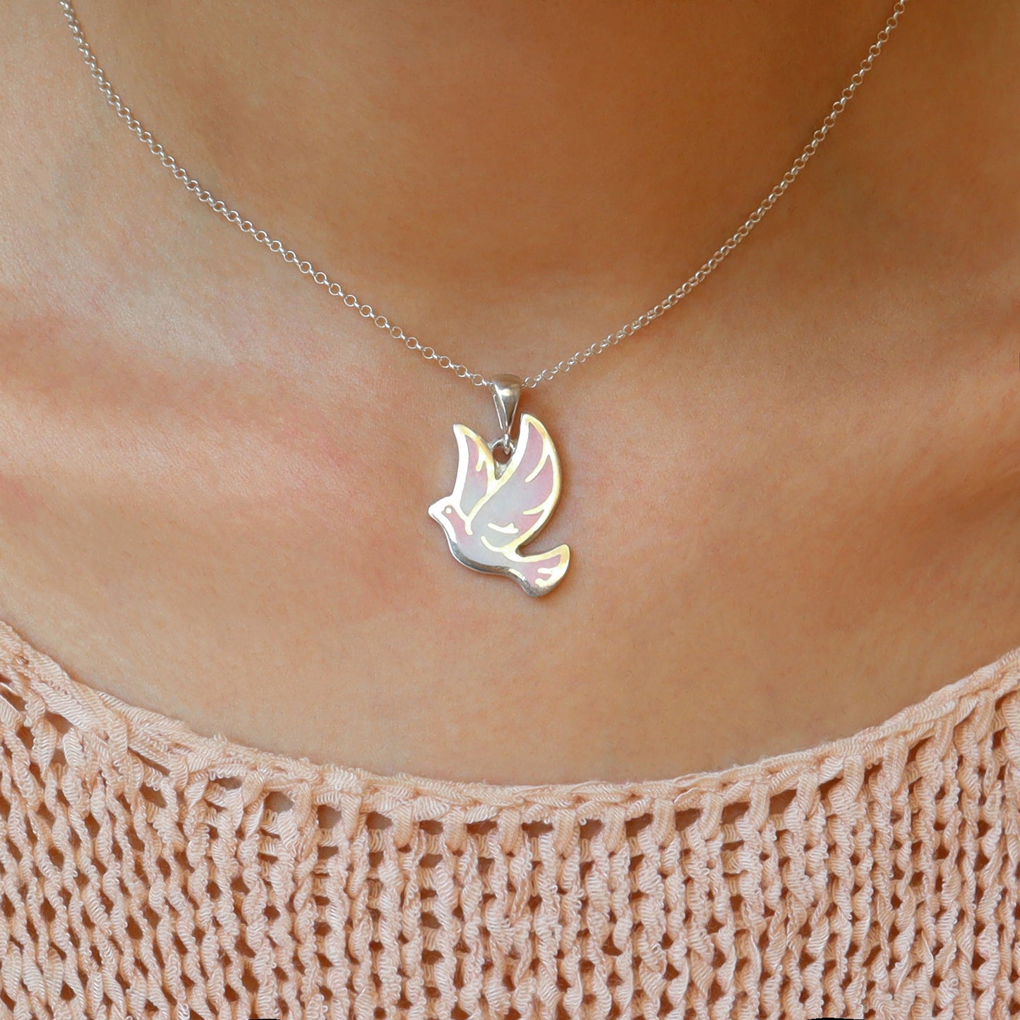 dove pendant, peace dove necklace, minankari