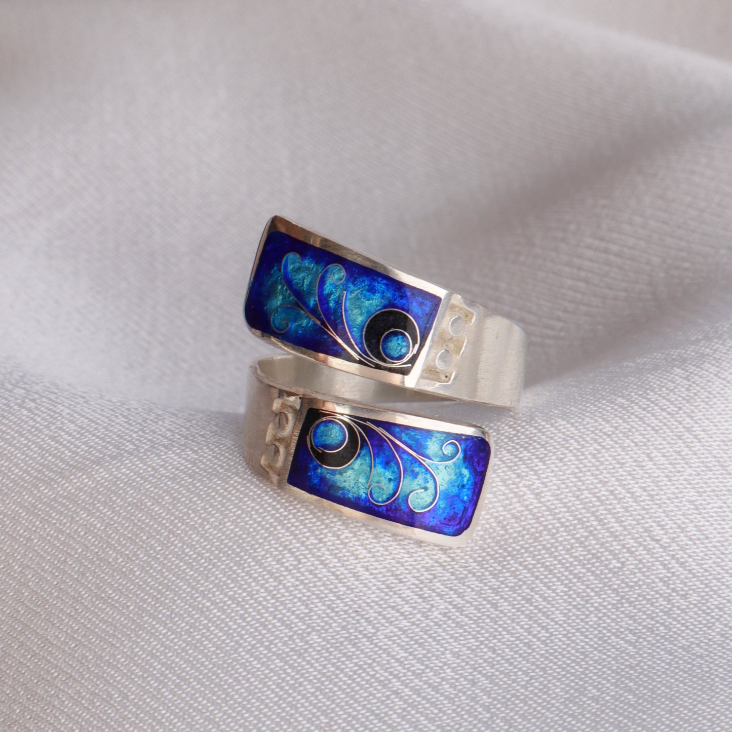 blue cloisonne ring