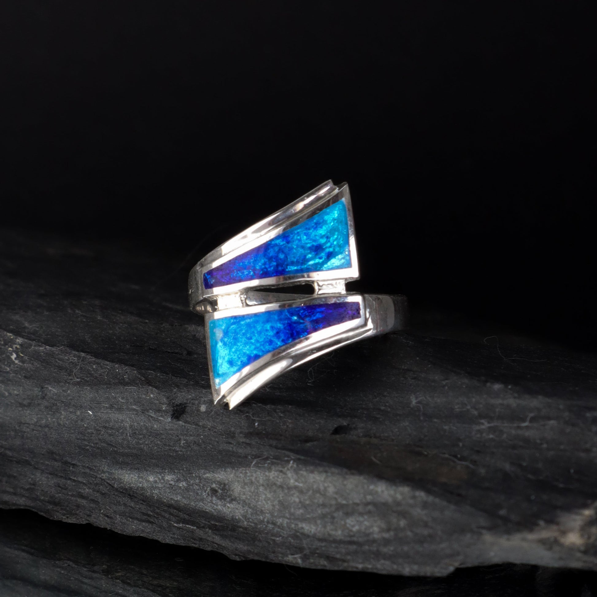 handmade silver ring, georgian enamel ring