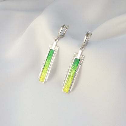 sterling silver dangle earrings, georgian enamel