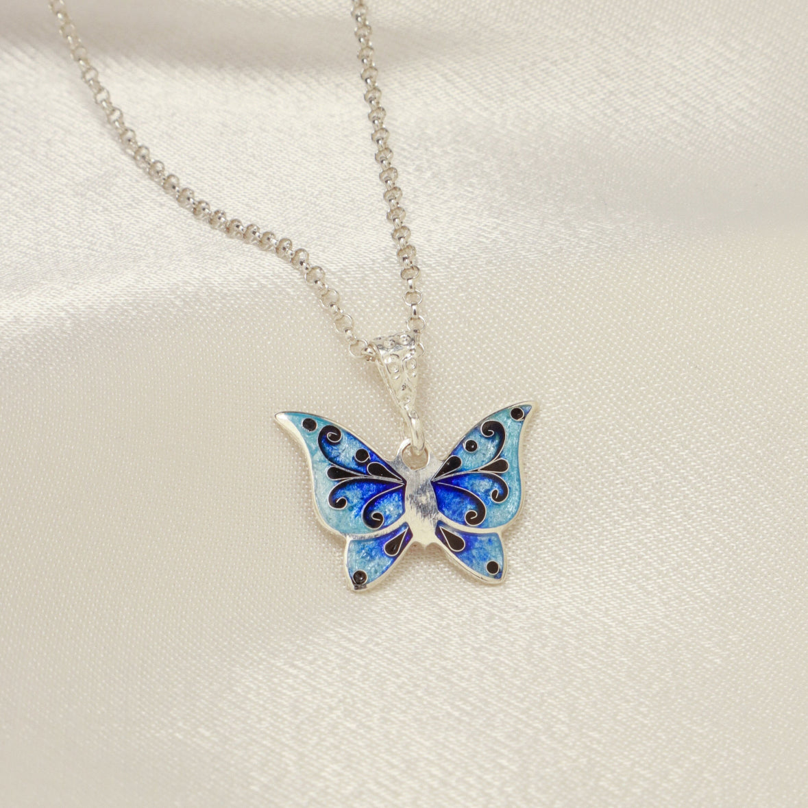 cloisonne enamel butterfly necklace