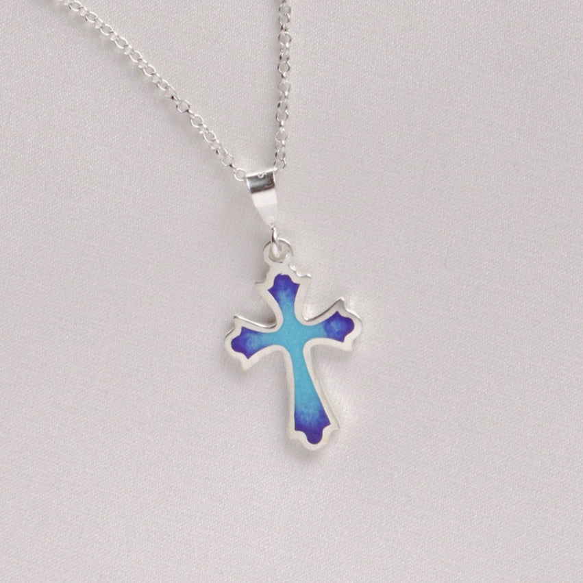 christian cross necklace, sterling silver cross necklace