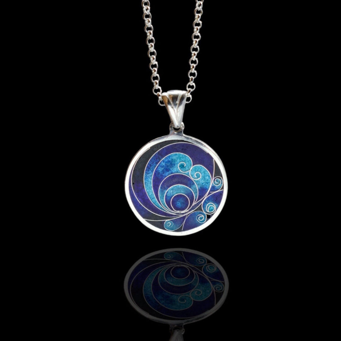 handmade sterling silver enamel pendant, cloisonne necklace