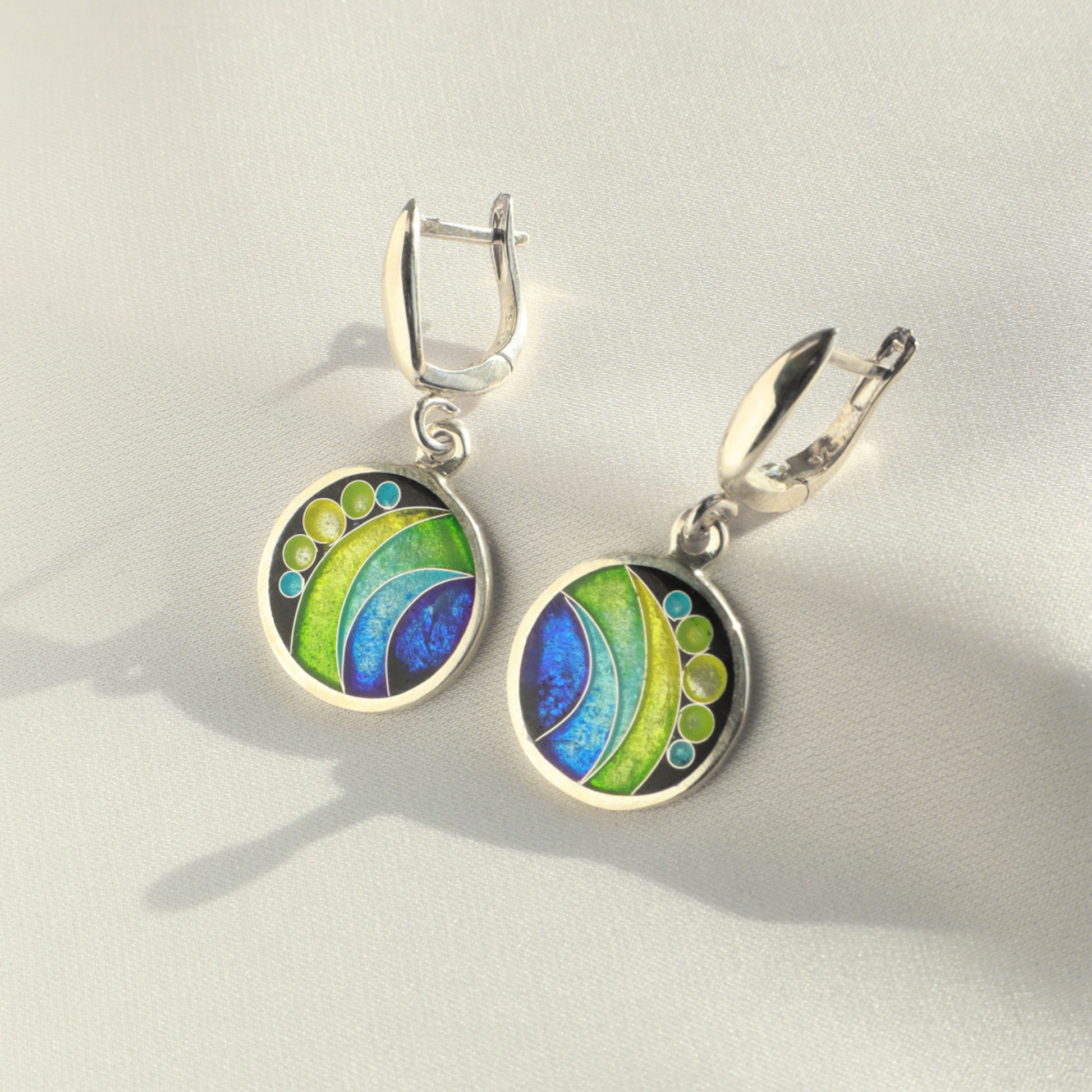 dangle cloisonne earrings, minankari
