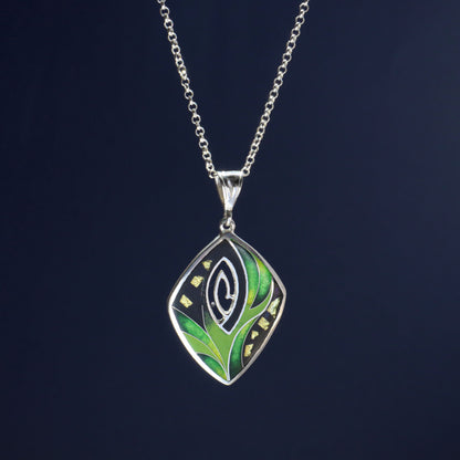 Contemporary Green Silver Pendant