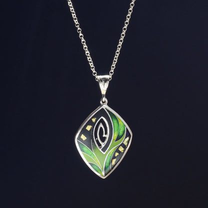 Contemporary Green Silver Pendant