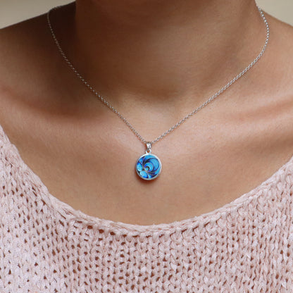 Blue Enamel Pendant