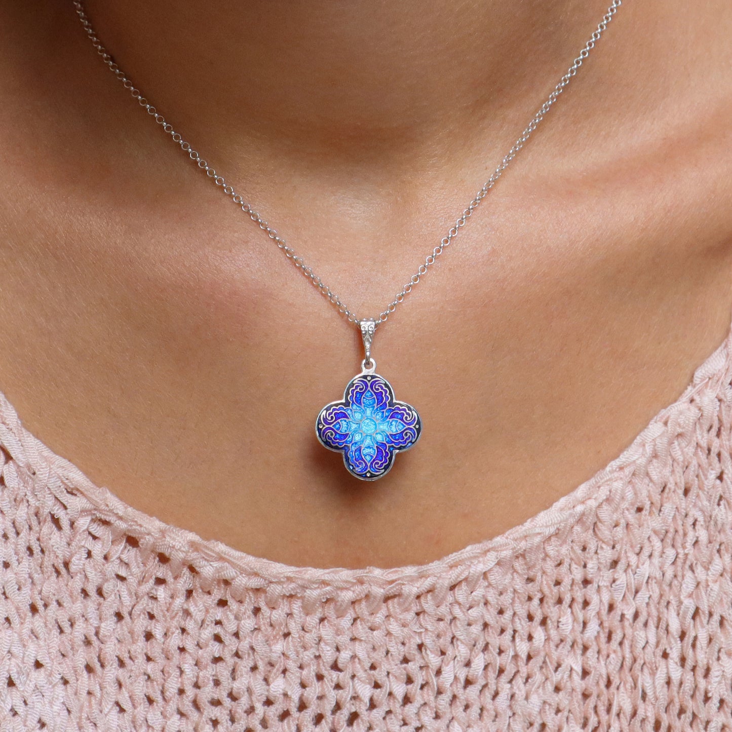 Handmade Blue Enamel Cross