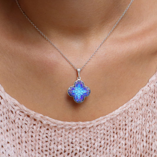Handmade Blue Enamel Cross