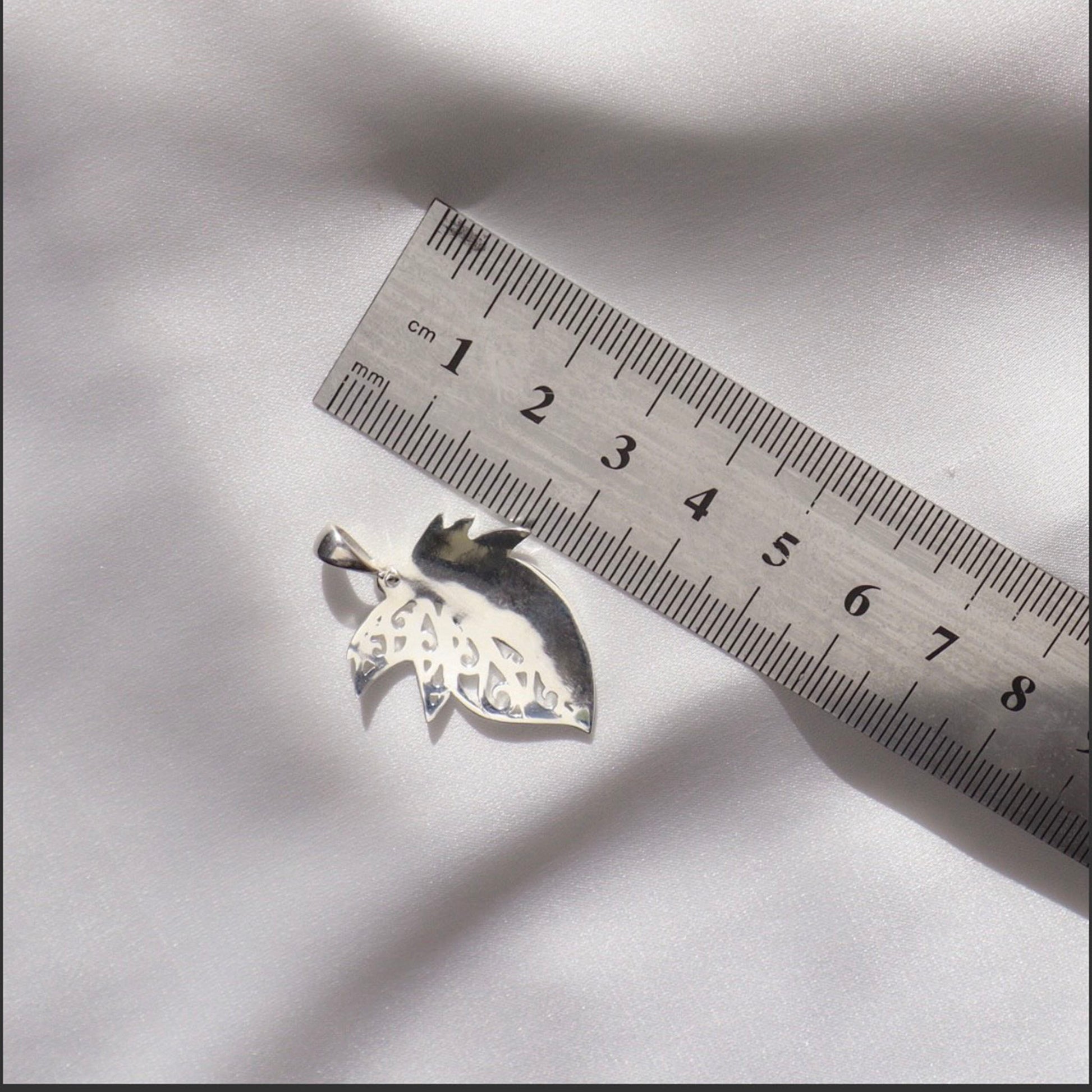 silver leaf necklace, handmade jewelry