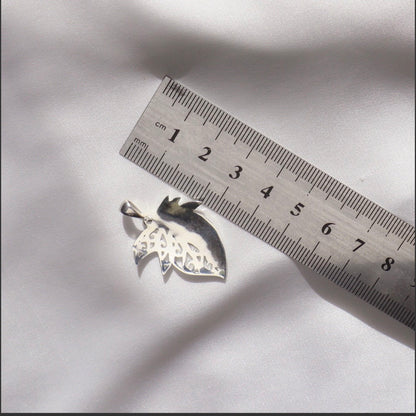 silver leaf necklace, handmade jewelry
