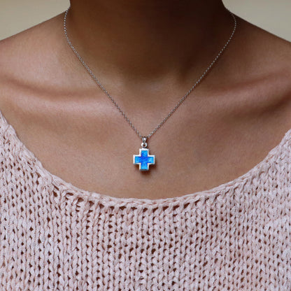 Small Blue Enamel Cross