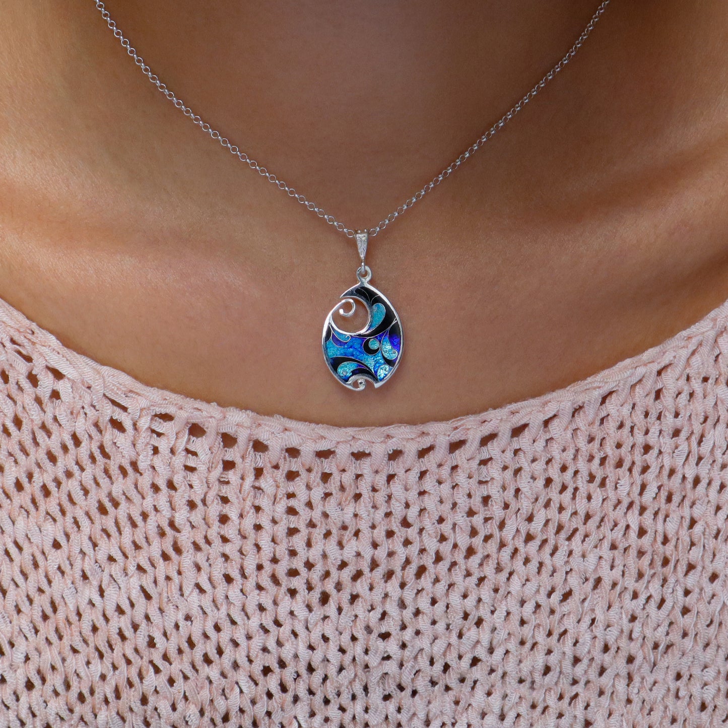 Blue Black Cloisonné Necklace