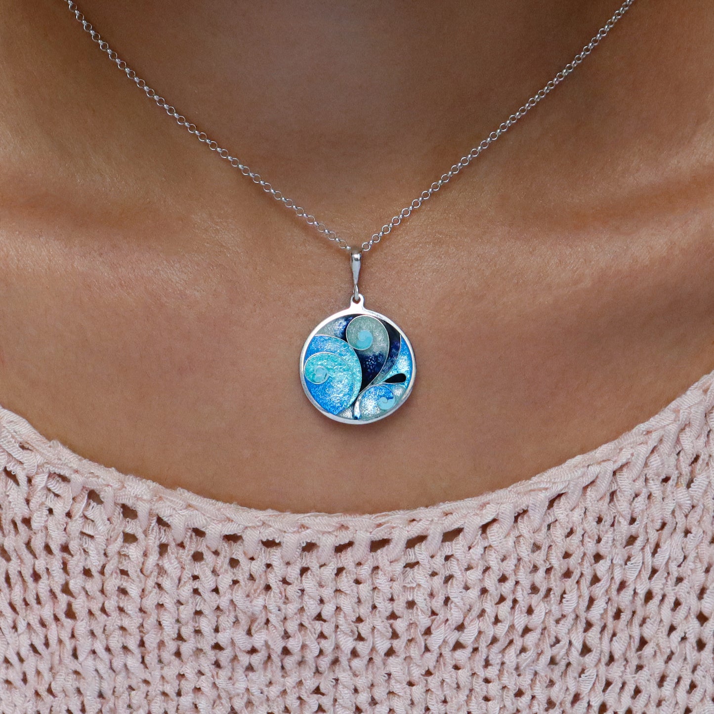 Cloisonne Enamel Silver Necklace