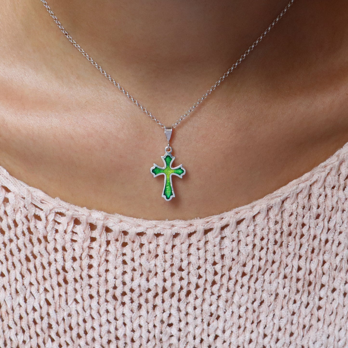 Green Enamel Cross