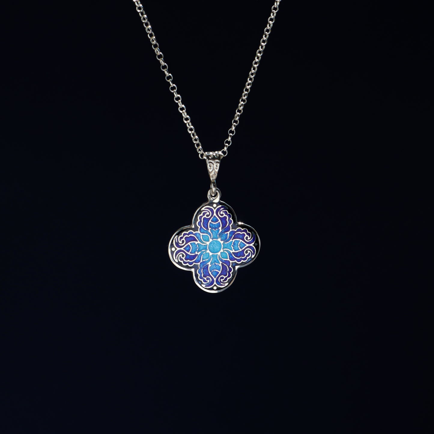 Handmade Blue Enamel Cross