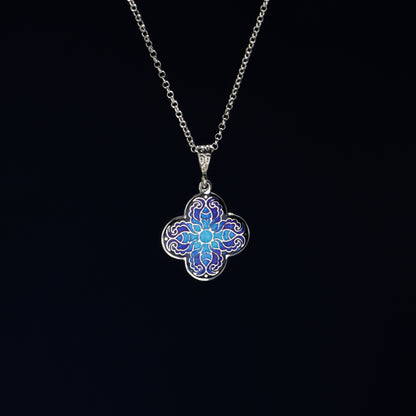 Handmade Blue Enamel Cross