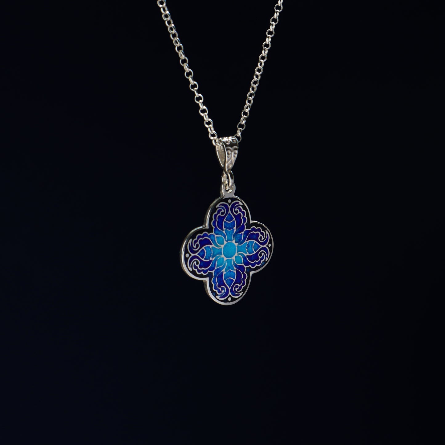 Handmade Blue Enamel Cross