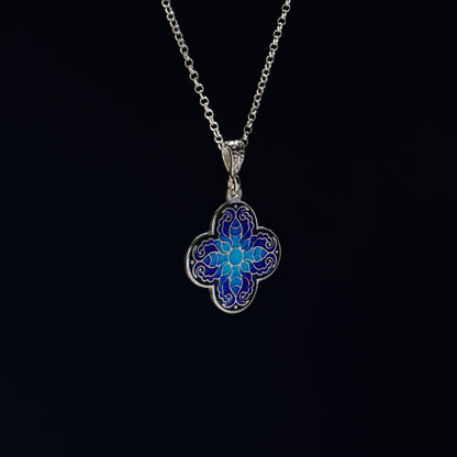Handmade Blue Enamel Cross
