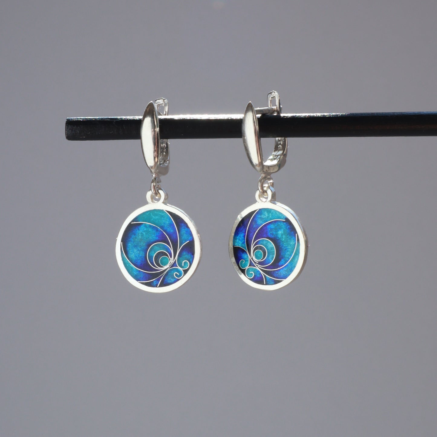 blue enamel earrings