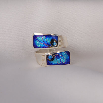 open ring, cloisonne enamel ring