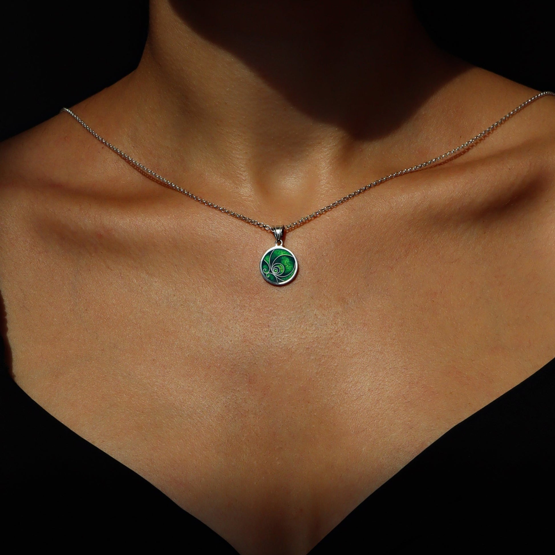 sterling silver enamel necklace, minankari