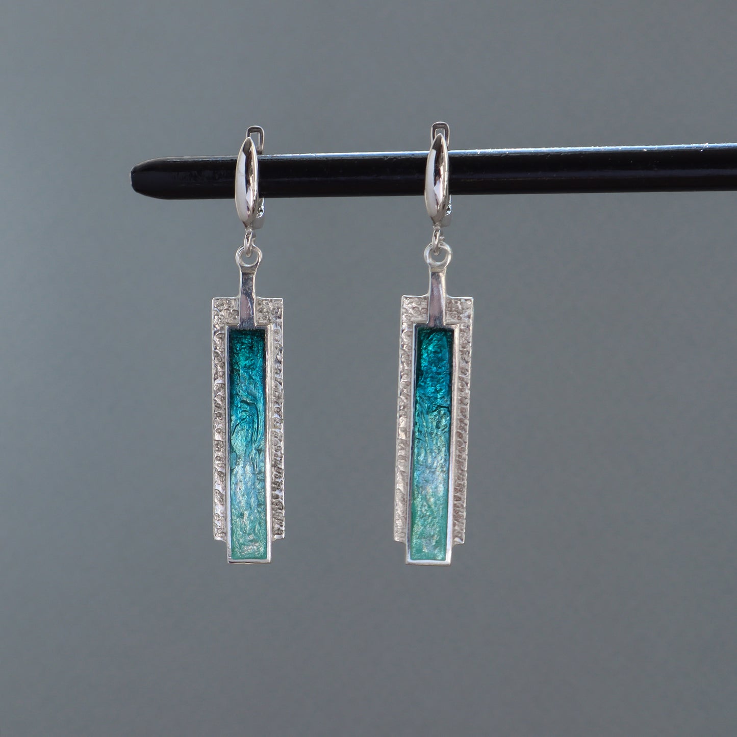 blue enamel earrings, georgian enamel