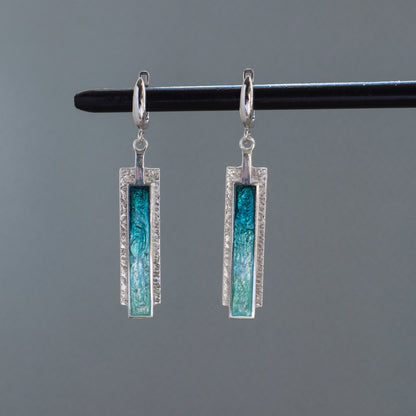 blue enamel earrings, georgian enamel