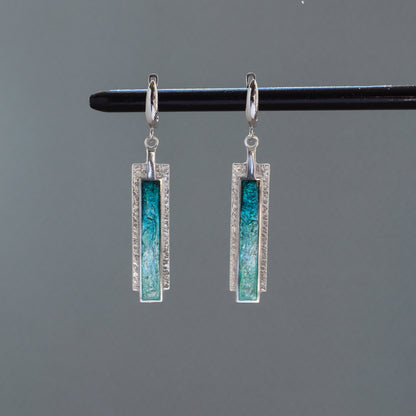 statement earrings, blue enamel earrings
