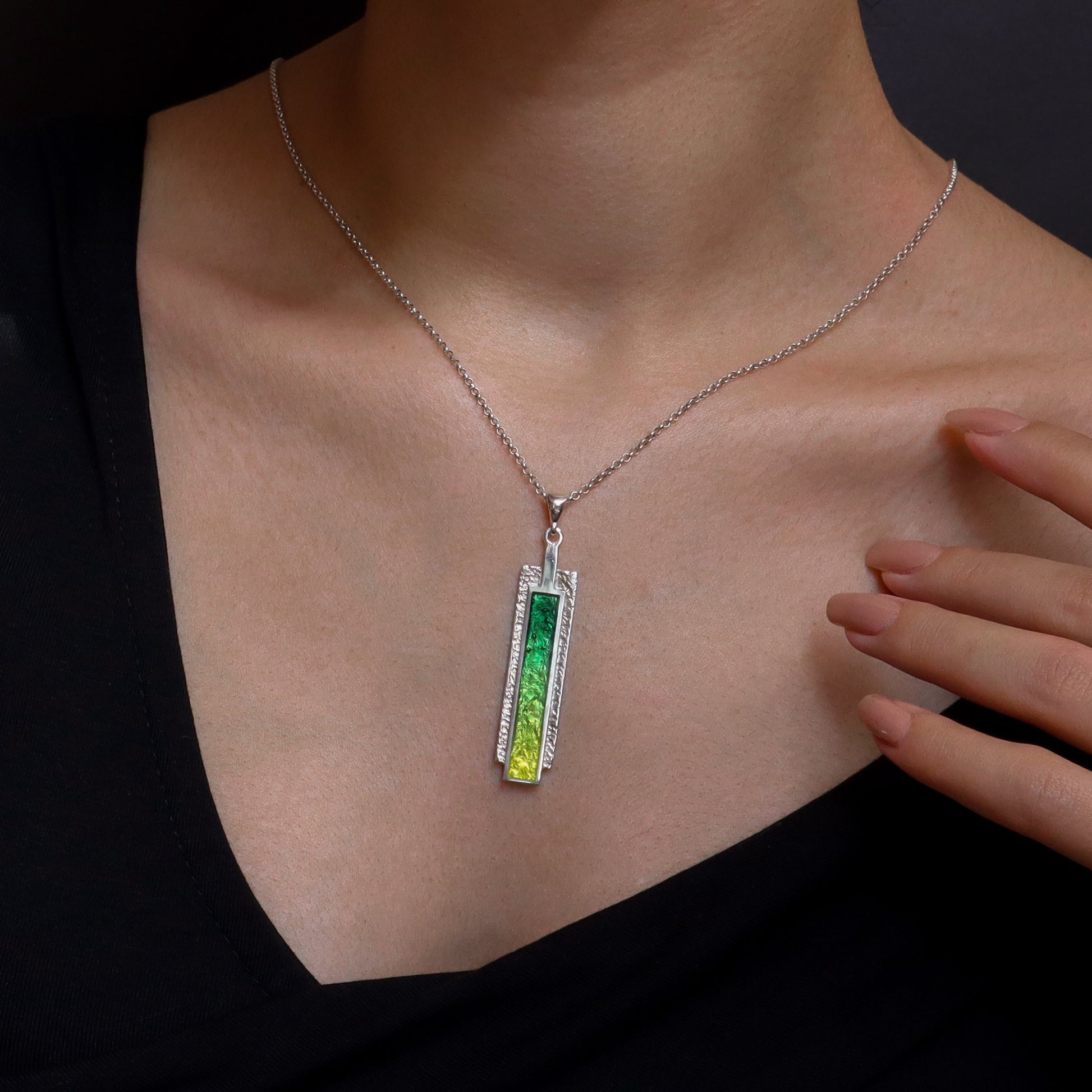 green silver pendant, 925 sterling silver